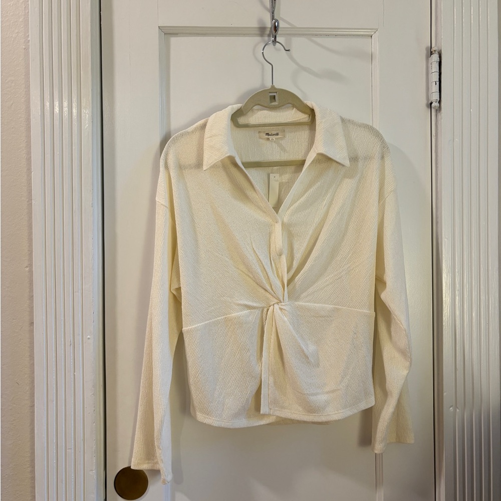 Madewell Ivory Twist Front Blouse